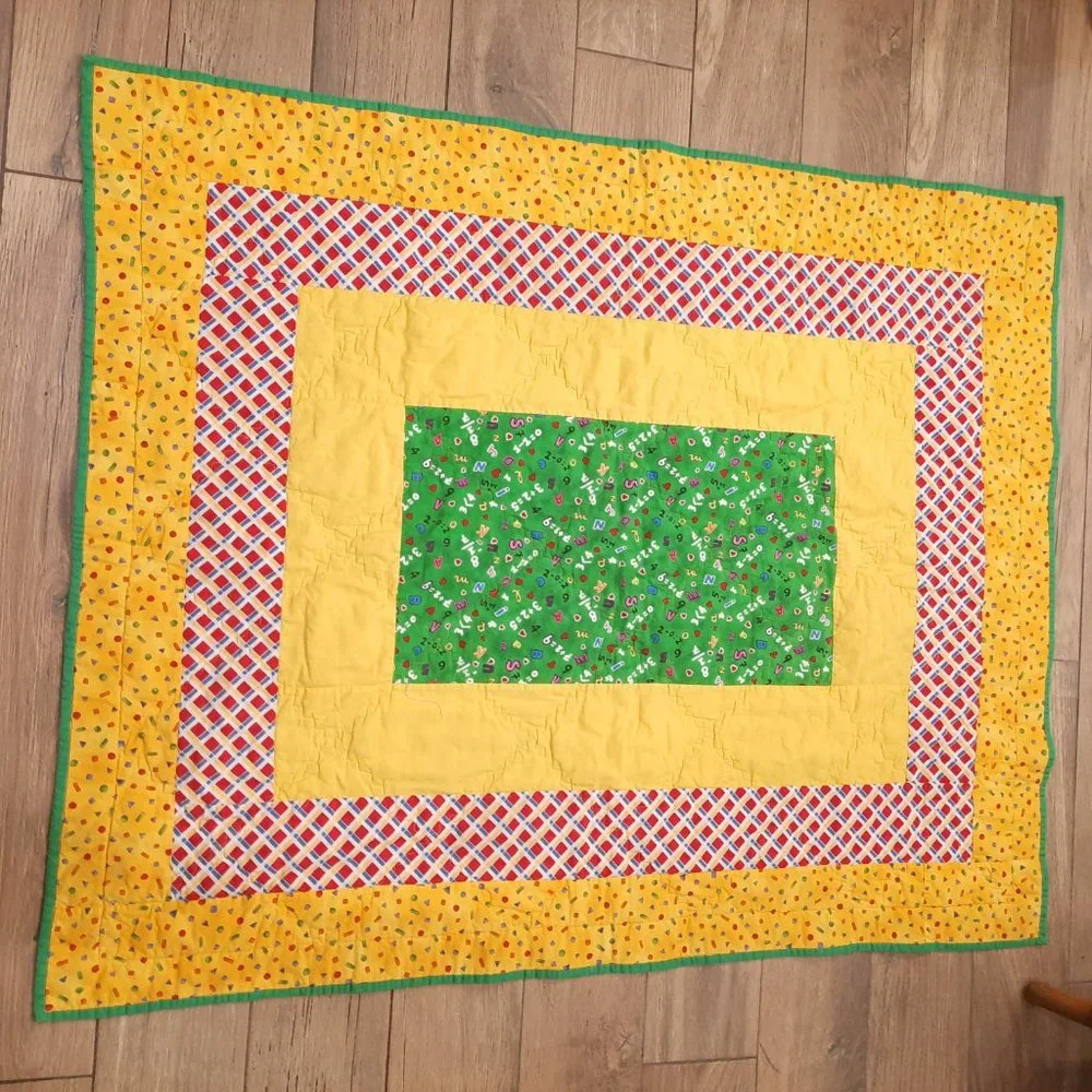 Vintage‎ Patchwork Kids baby Quilt Retro Handmade Nursery Bedding Primary colors